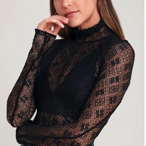 Free people black lace turtleneck